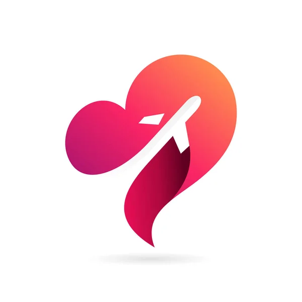 Amour Aviation Voyager Logo Coeur — Image vectorielle