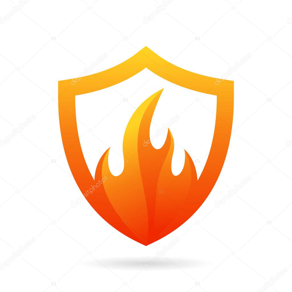 fire protection vector logo, shield fire logo