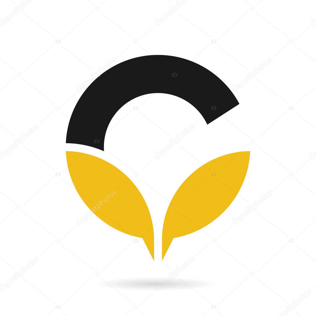 Grain logo with letter c flat logo concept