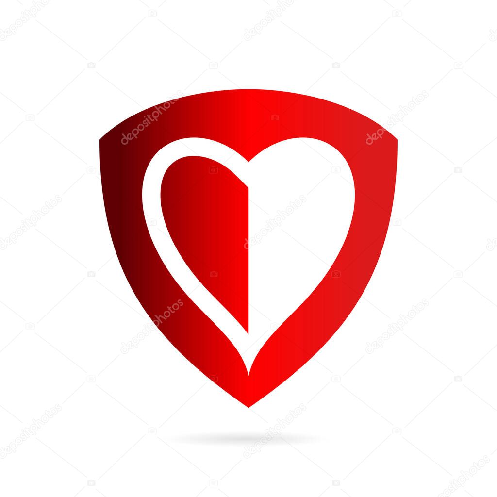 creative shield love logo concept