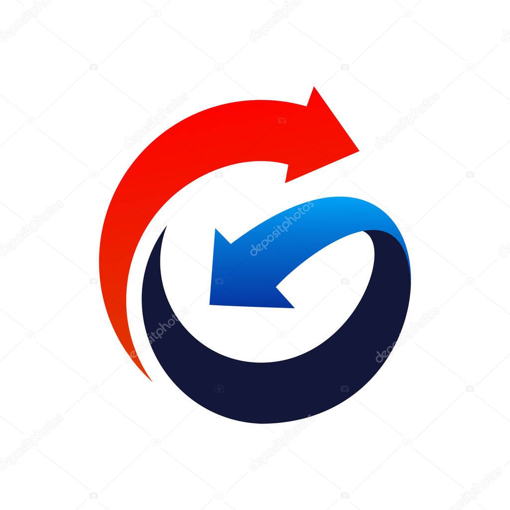 Arrow letter g logo concept