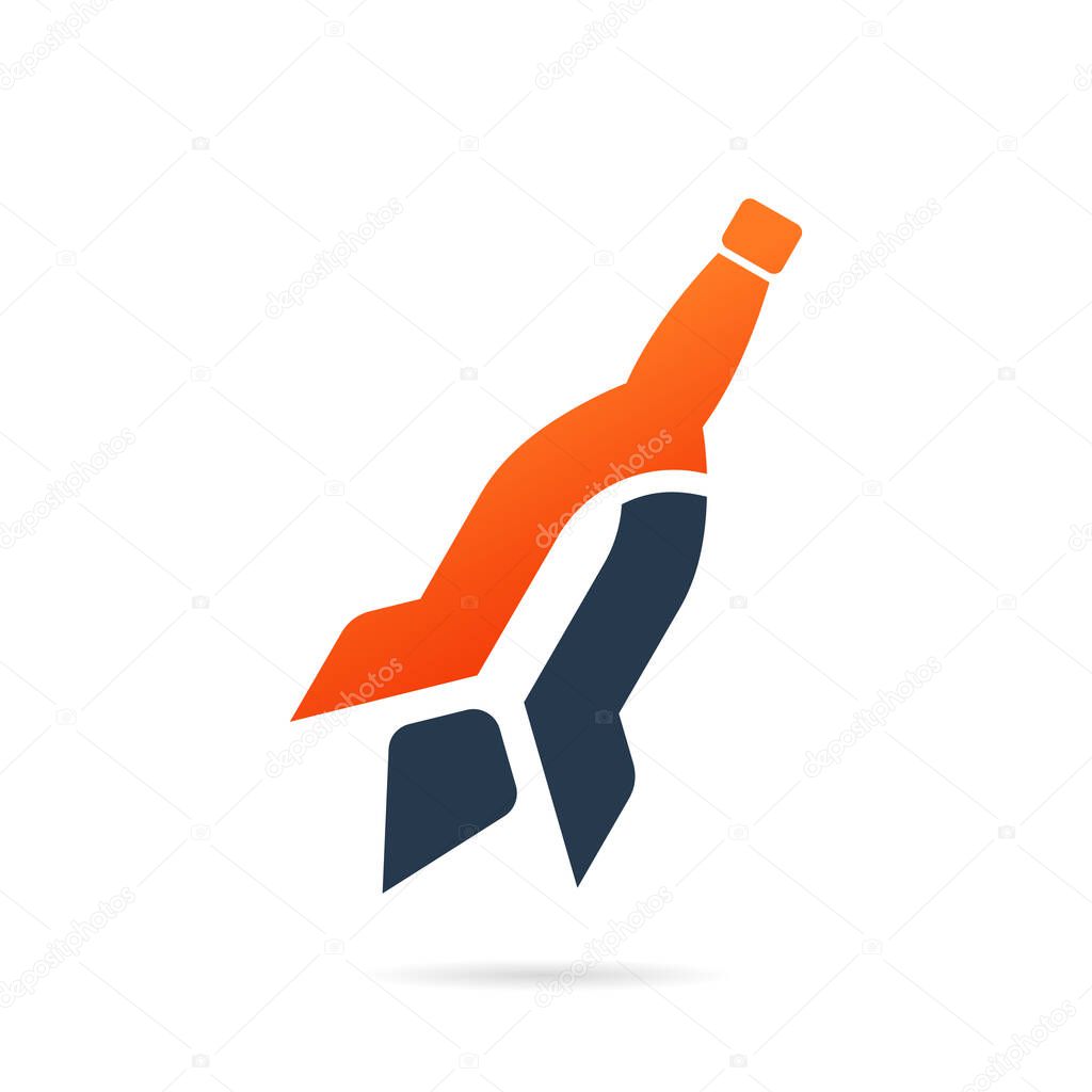 liquor bottle rocket logo concept