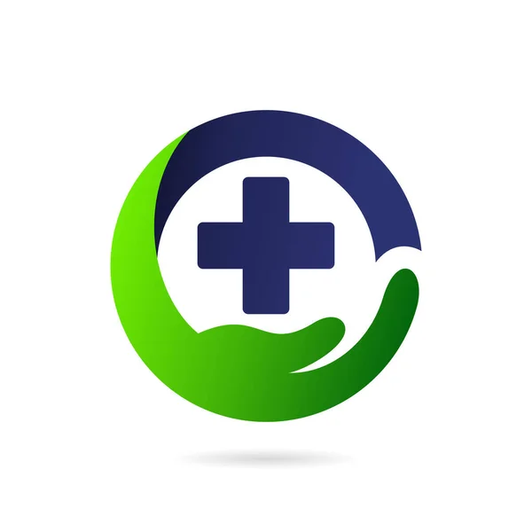 Circle Medical Care Vector Logo Symbol — Stock Vector