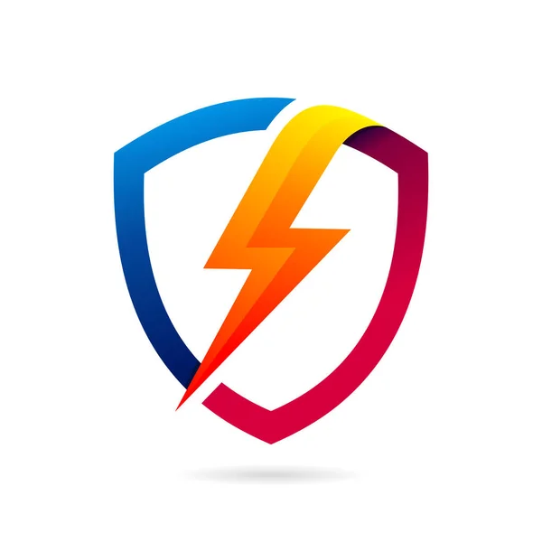 Shield Thunder Light Vector Icon Logo — Stock Vector
