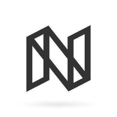 n harfi düz monogram konsepti