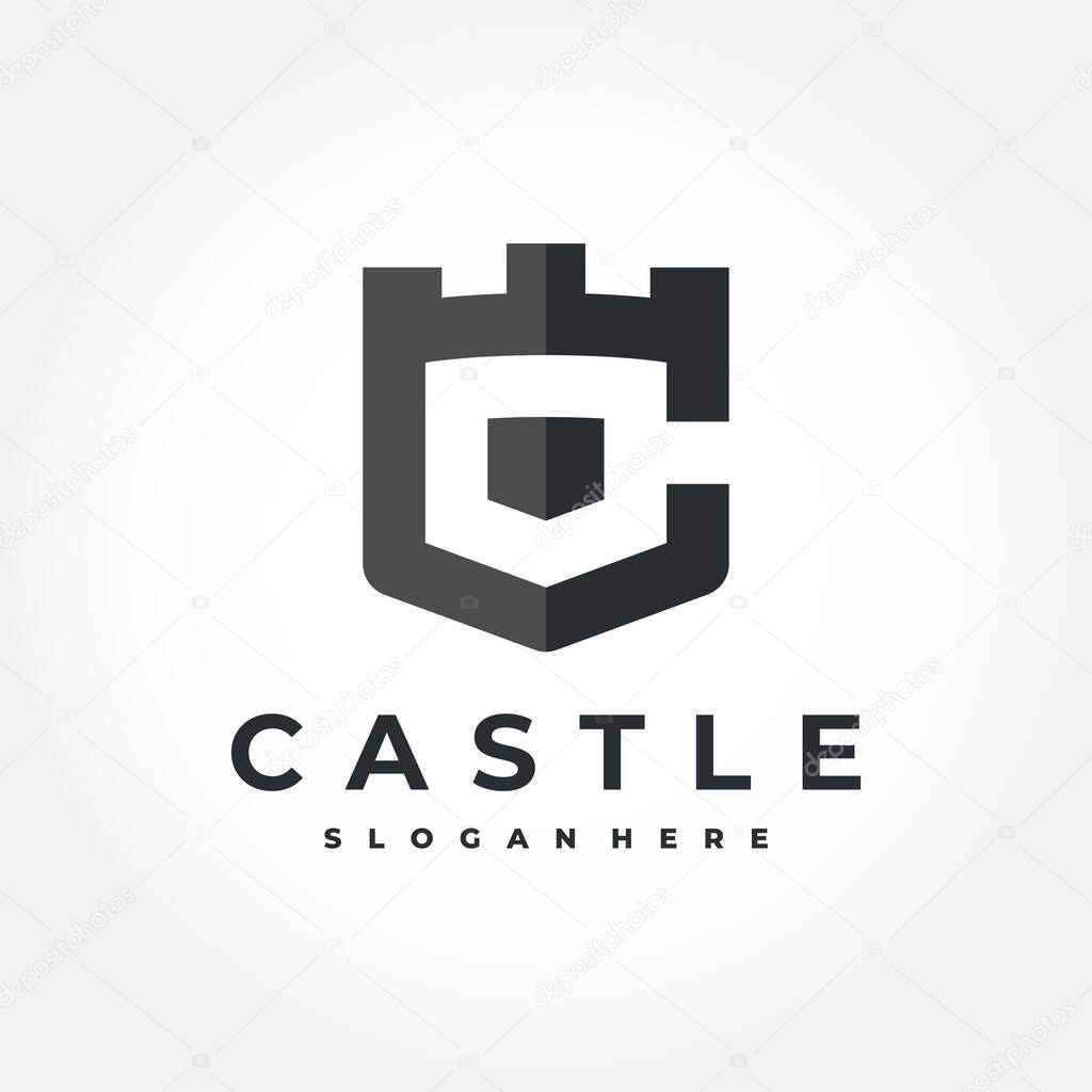 castle logo with letter c concept