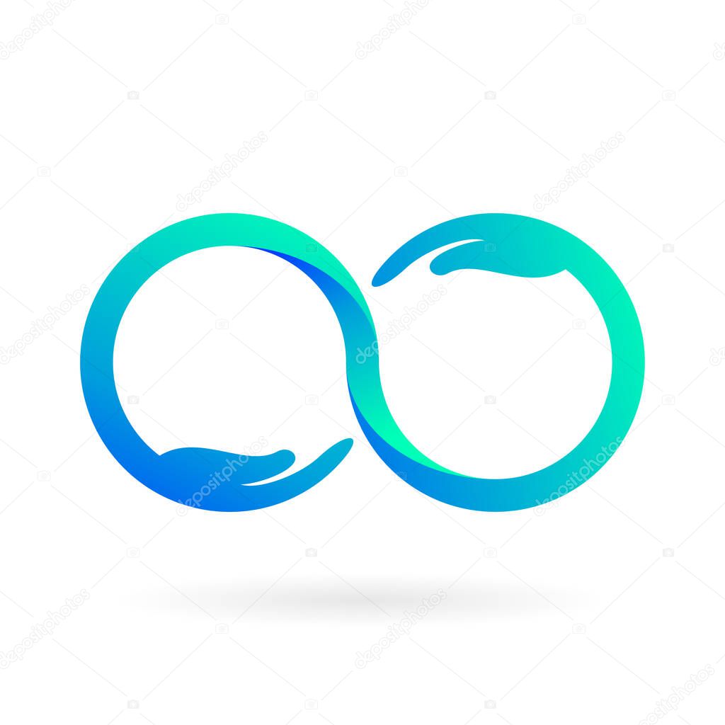 Infinity hand care logo vector icon