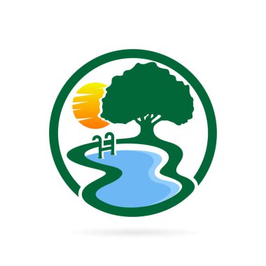 Modern konseptli havuz bahçesi logosu tasarımı