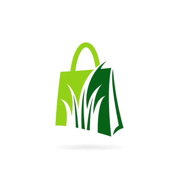 Rasen Einkaufstasche Logo Design — Stockvektor
