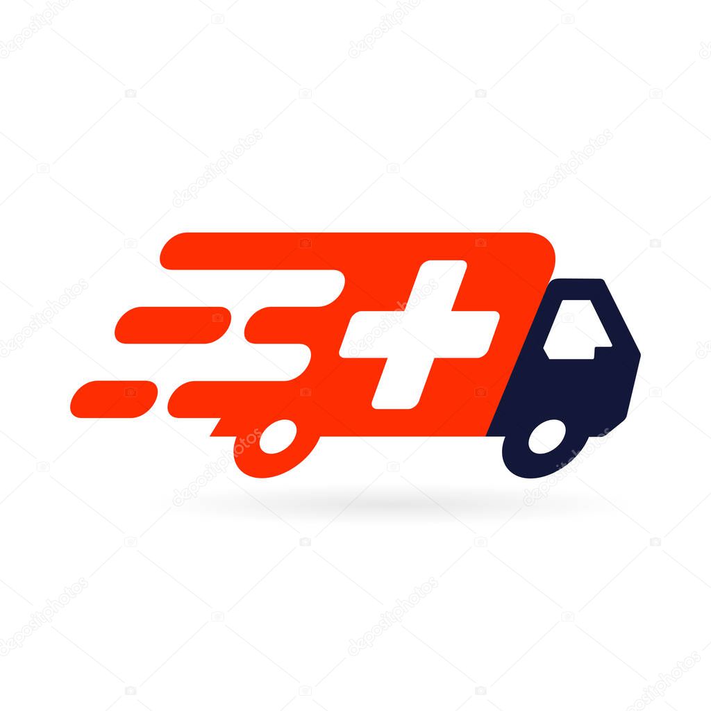 fast medical truck logo vector