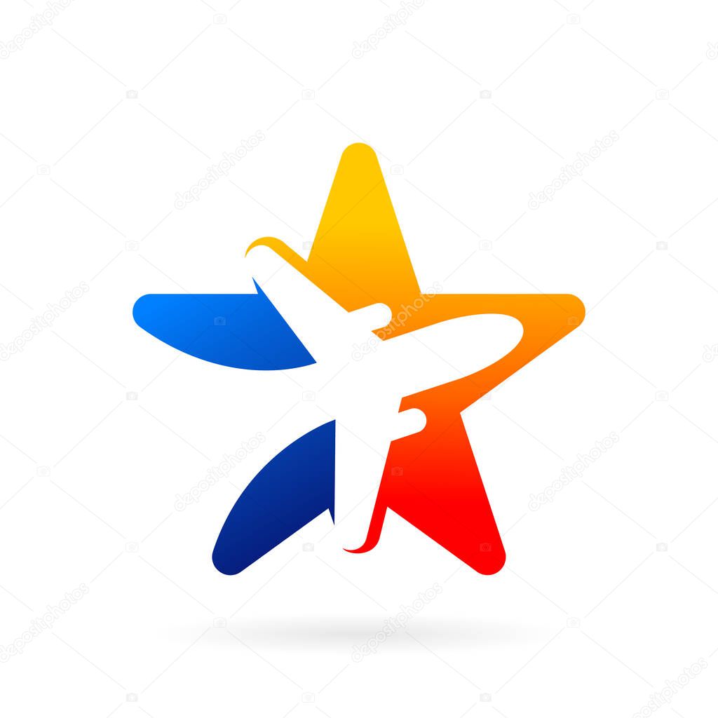airplane star vector logo design