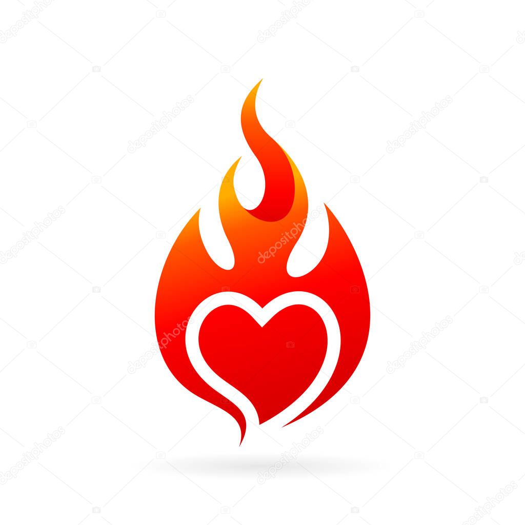 fire logo design with love concept