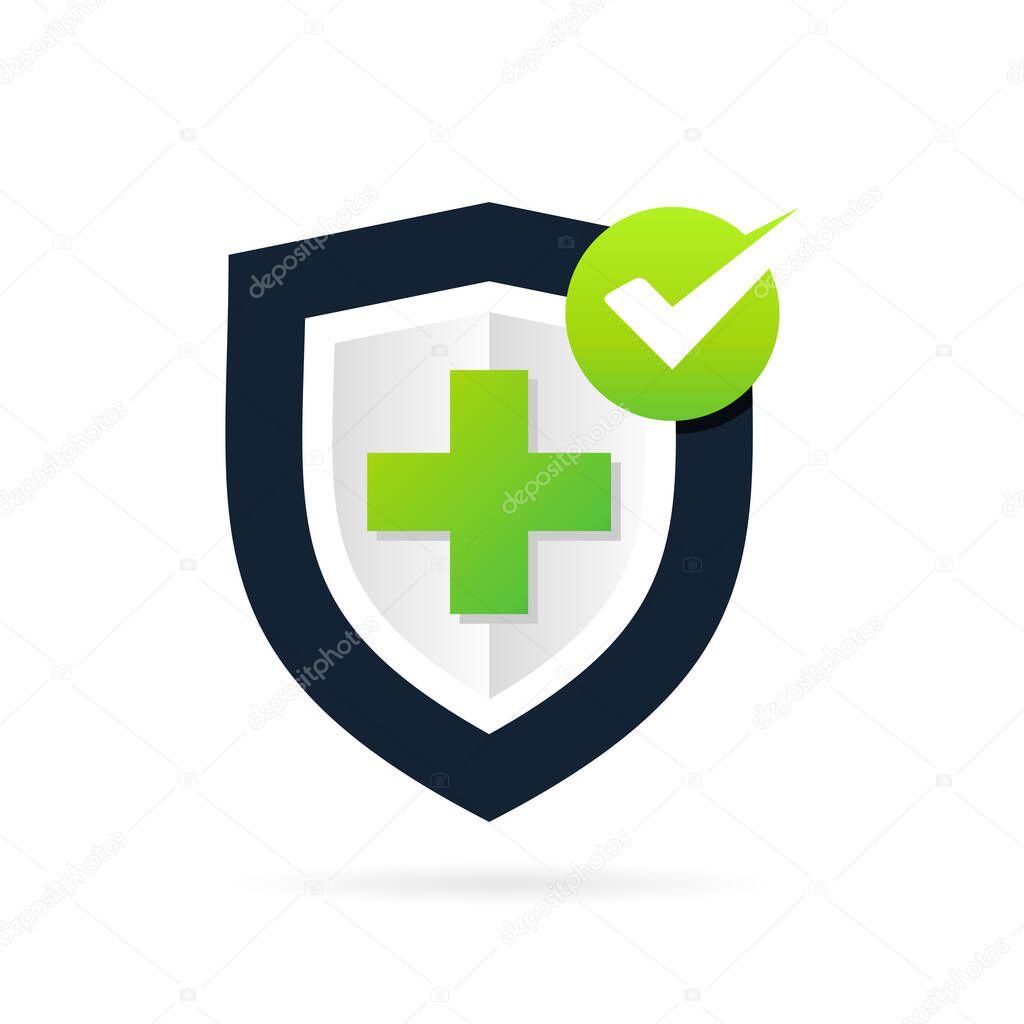health check vector in shield symbol