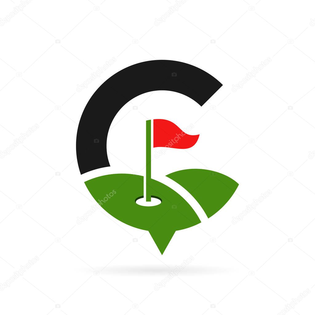 golf vector logo design with letter c symbol