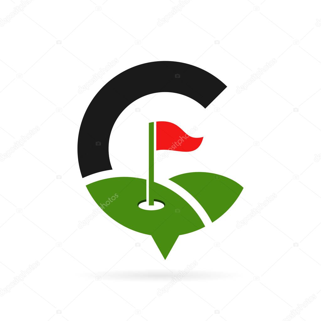 Golf vector logo design with letter c symbol