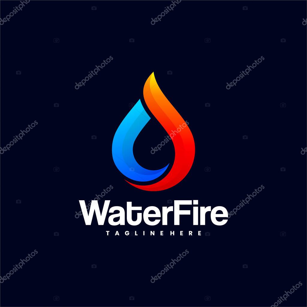 Water and fire vector logo design