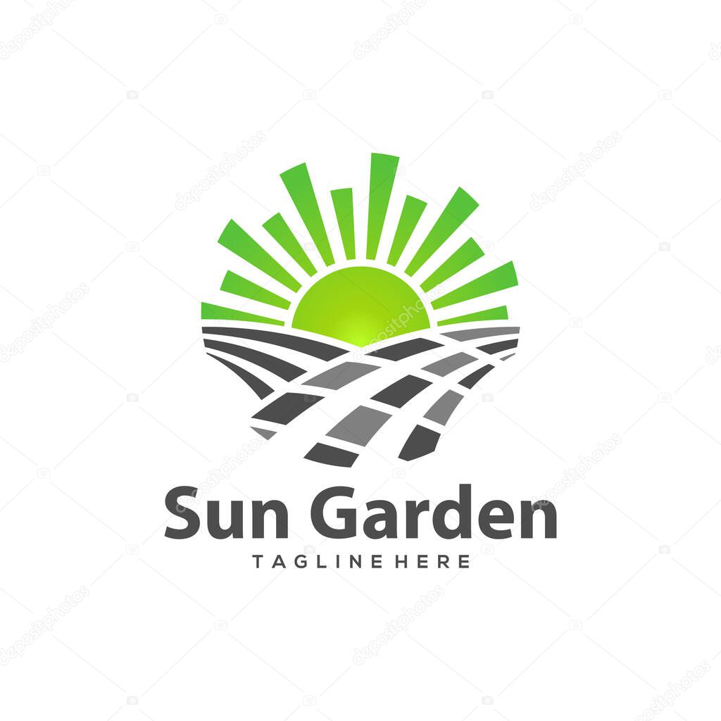landscaping logo with garden sun concept