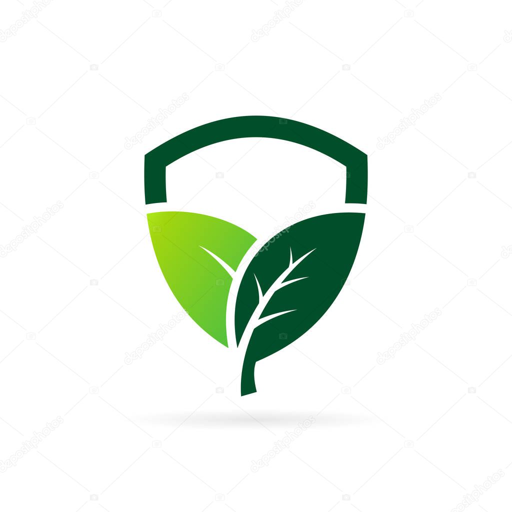 lawn vector logo design with shield concept
