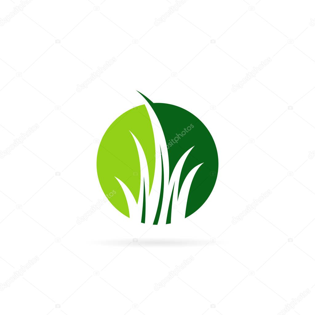 grass circle vector logo design