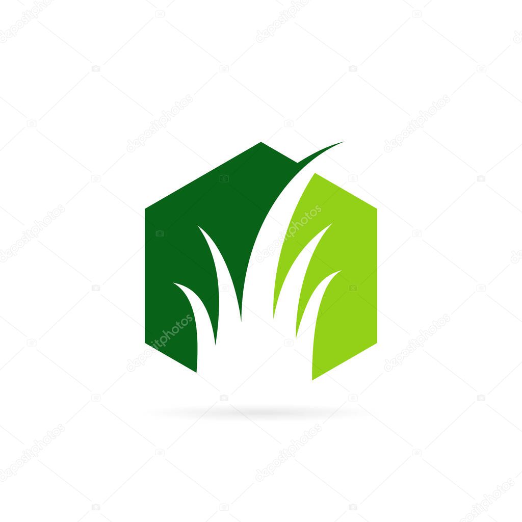 green grass vector logo design