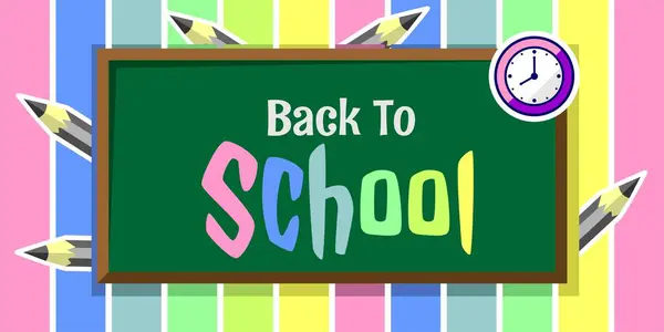 Back School School Items Elements Background Poster Promotion Back School — Stock Vector