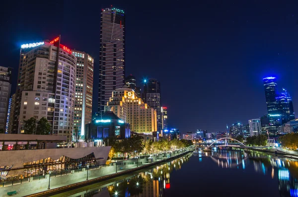 Melbourne Skyline noche —  Fotos de Stock