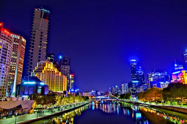 Melbourne natt Skyline — Stockfoto