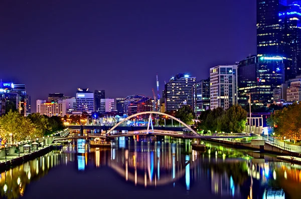 Melbourne natt Skyline — Stockfoto