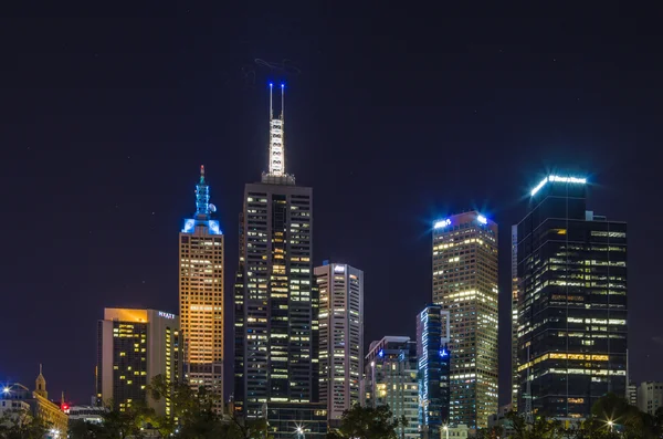 Melbourne noite Skyline — Fotografia de Stock