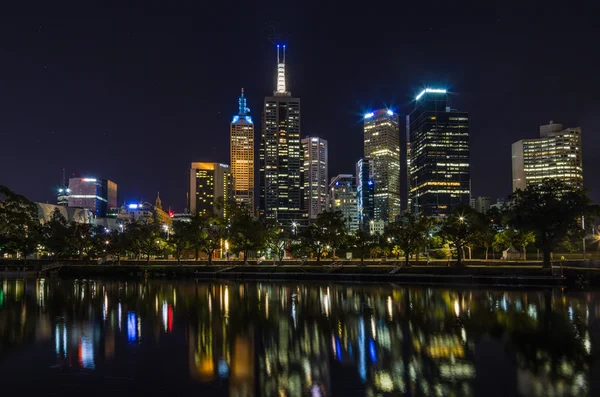 Melbourne noite Skyline — Fotografia de Stock