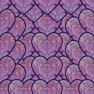 Vektör doodle dalgalar Tasarım Kalpler ile seamless modeli