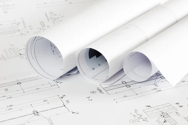 건축 청사진, 청사진 롤 — 스톡 사진