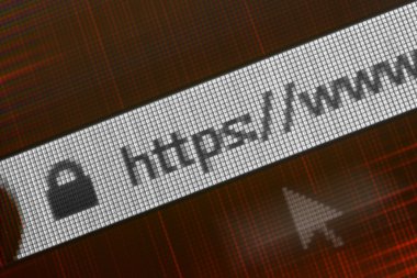 Kırmızı tonlarında Web tarayıcısında Http adresi portre