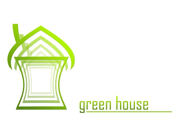 Concept d'écologie. Éco-maison verte et économe en énergie isolée sur fond blanc. Logo de l'entreprise . — Photo