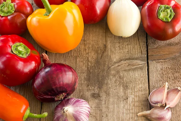 Healthy eating. Fresh vegetables on old wooden surface