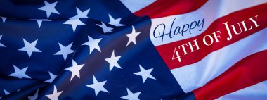 Happy 4th of July - Independence Day USA background banner panorama template greeting card -  Waving American flag