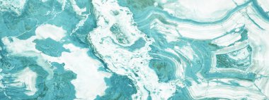 Turkuaz akuamarin beyaz soyut mermer granit doğal taş desenli arka plan panoraması