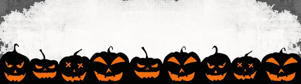 Halloween Fundo Banner Amplo Panorama Panorâmico Modelo Silhueta Preta Assustador — Fotografia de Stock