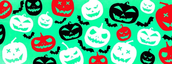 Halloween Szimbólum Háttér Sablon Design Fehér Fekete Piros Sziluett Ijesztő — Stock Fotó