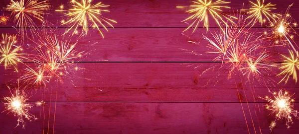 Silvester Firework New Year Background Banner Panorama Golden Festive Firework — Stock Photo, Image