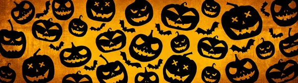 Halloween Symbol Hintergrund Banner Breite Panorama Panorama Vorlage Design Draufsicht — Stockfoto