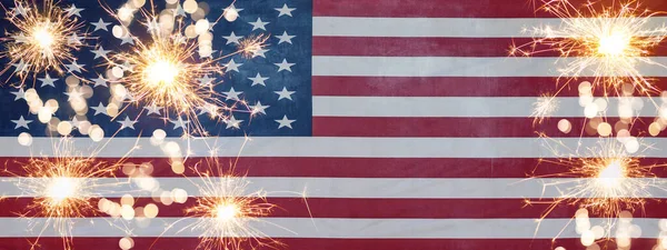 Usa Background Banner Panorama Template Greeting Card Waving American Flag — Φωτογραφία Αρχείου