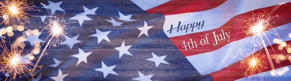 Szczęśliwego Lipca Dzień Niepodległości Usa Tło Baner Panorama Szablon Kartka — Zdjęcie stockowe