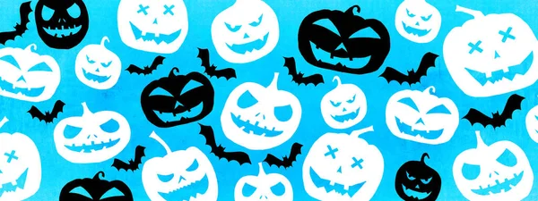 Halloween Symbol Pozadí Šablony Design Bílá Černá Silueta Děsivé Vyřezávané — Stock fotografie