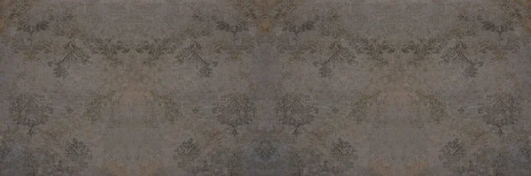 Vecchio Marrone Grigio Vintage Squallido Damasco Patchwork Piastrelle Pietra Cemento — Foto Stock