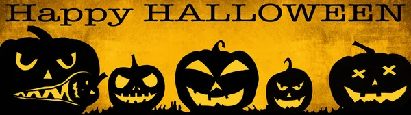 Halloween Achtergrond Banner Breed Panorama Template Silhouet Van Eng Gesneden — Stockfoto