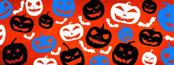 Halloween Símbolo Fondo Plantilla Diseño Blanco Silueta Azul Negro Espeluznantes — Foto de Stock