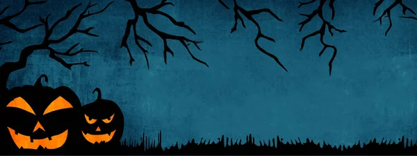 Halloween Achtergrond Banner Breed Panorama Template Silhouet Van Eng Gesneden — Stockfoto