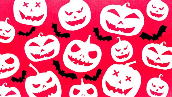 Halloween Symbol Pozadí Šablony Design Bílá Černá Silueta Děsivé Vyřezávané — Stock fotografie