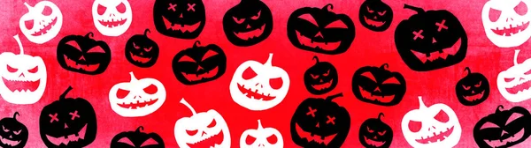 Halloween Symbol Bakgrund Banner Bred Panorama Mall Design Ovanifrån Silhuett — Stockfoto